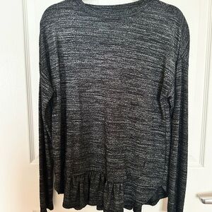 Banana Republic Charcoal Long Sleeve Top Ruffle Hem